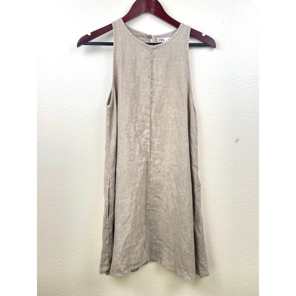 Zara Beige Linen Mini Dress